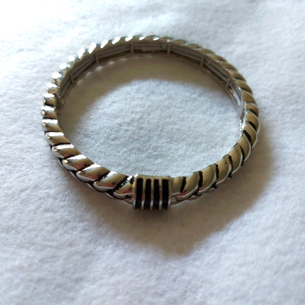 Braided stainless steal bangle bracelet